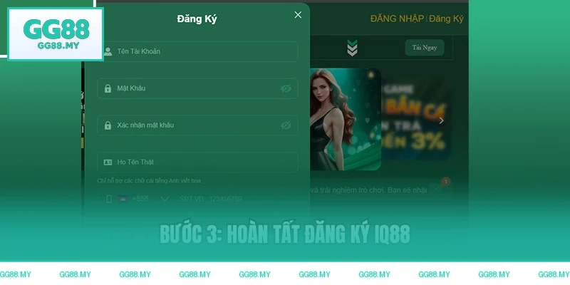 Hoàn tất đăng ký GG88